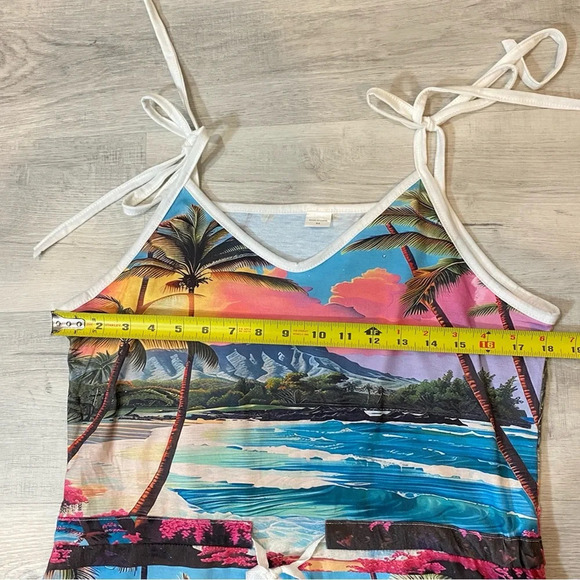 Beach Pullover Summer Dress with Drawstring Tie Up and Adjustable Straps Size M - Picture 9 of 17